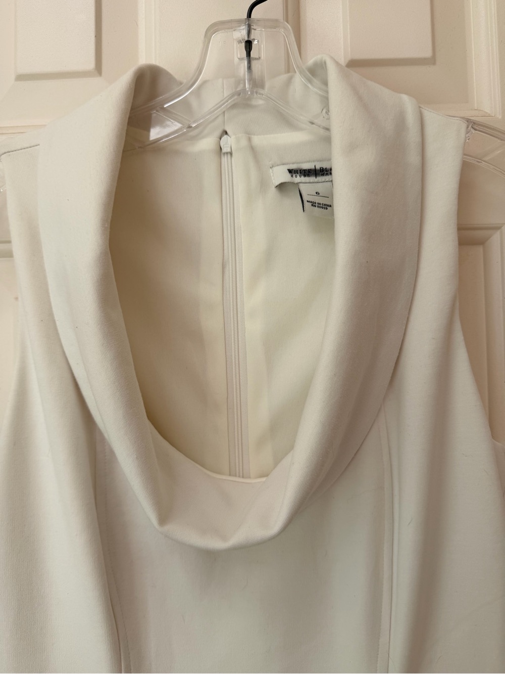 White House Black Market Cream Sleeveless Cowl Neck Sheath Dress, Sz 6 - Picture 12 of 16